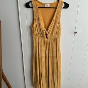 Everly Yellow Gingham Midi Dress